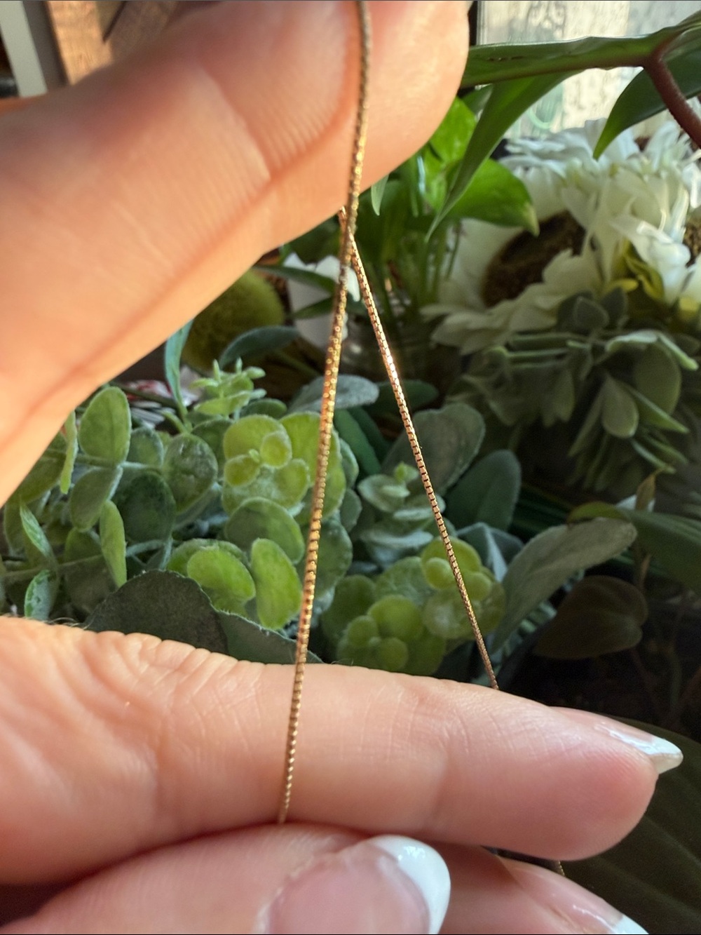 Gold 14k Necklace - Gold box link chain 17inch - Picture 2 of 5